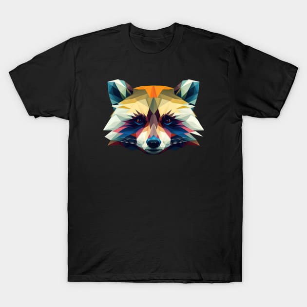 Raccoon Polygon Head T-Shirt by i2studio